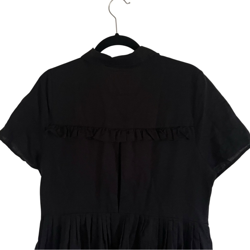 Tuesday of California Black Linen Cotton Ruffle Detail Rodeo Mini Dress 1X - Picture 5 of 8